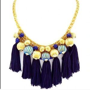 Lilly Pulitzer Navy and Gold Tassel necklace NWT